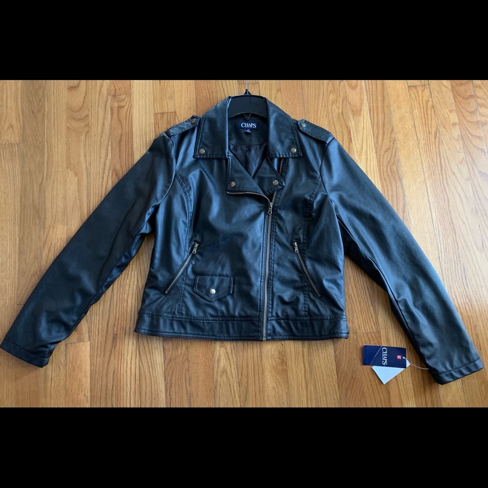 Black Chaps Faux Leather Jacket